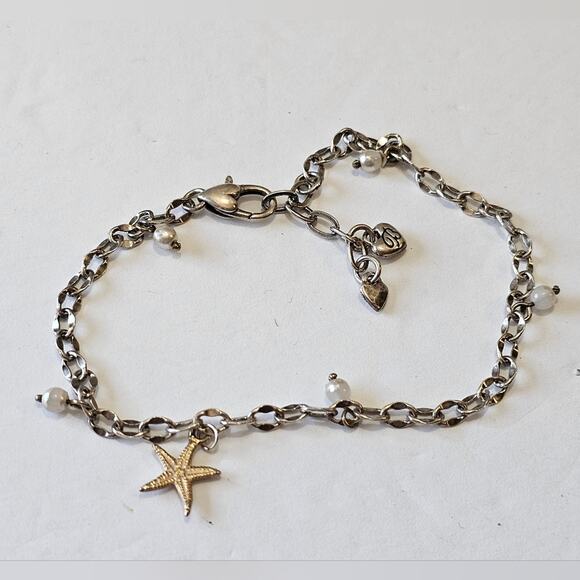 Brighton Faux Pearl Starfish Nautical Beach Charm Anklet - Picture 1 of 5